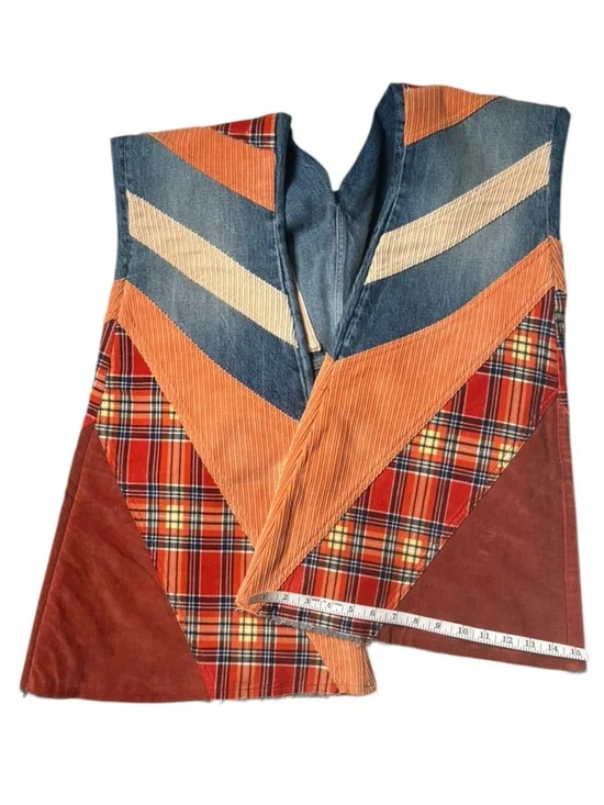 Free People We The Free Flashback Patchwork Plaid Corduroy Flare Jeans NWOT - Picture 7 of 9